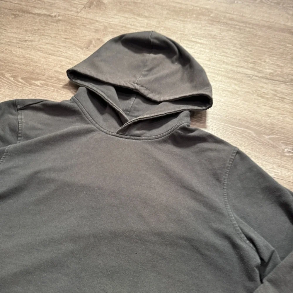 Cuts Hoodie Mens Large Black Cotton Classic Pullover Athleisure Minimal Lounge